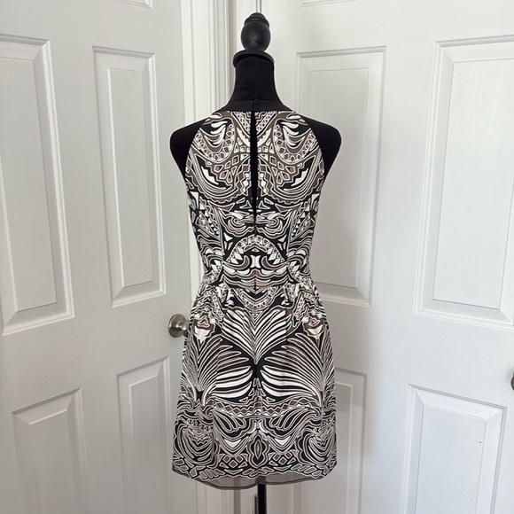 BCBG Maxazria Halter Mosaic Mesh Mini Dress - Picture 4 of 16